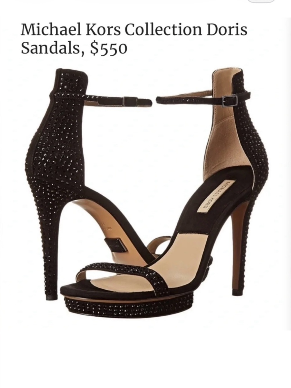 NWOB Michael Kors Collection Doris Rhinestone Ankle Strap Platform Heel